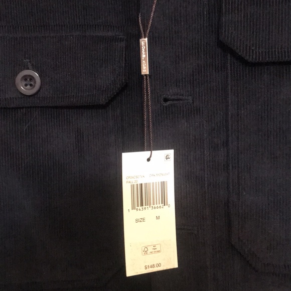Michael Kors Mens Curdoroy Trucker Shirt - Navy Blue - Medium & Large - Picture 9 of 10